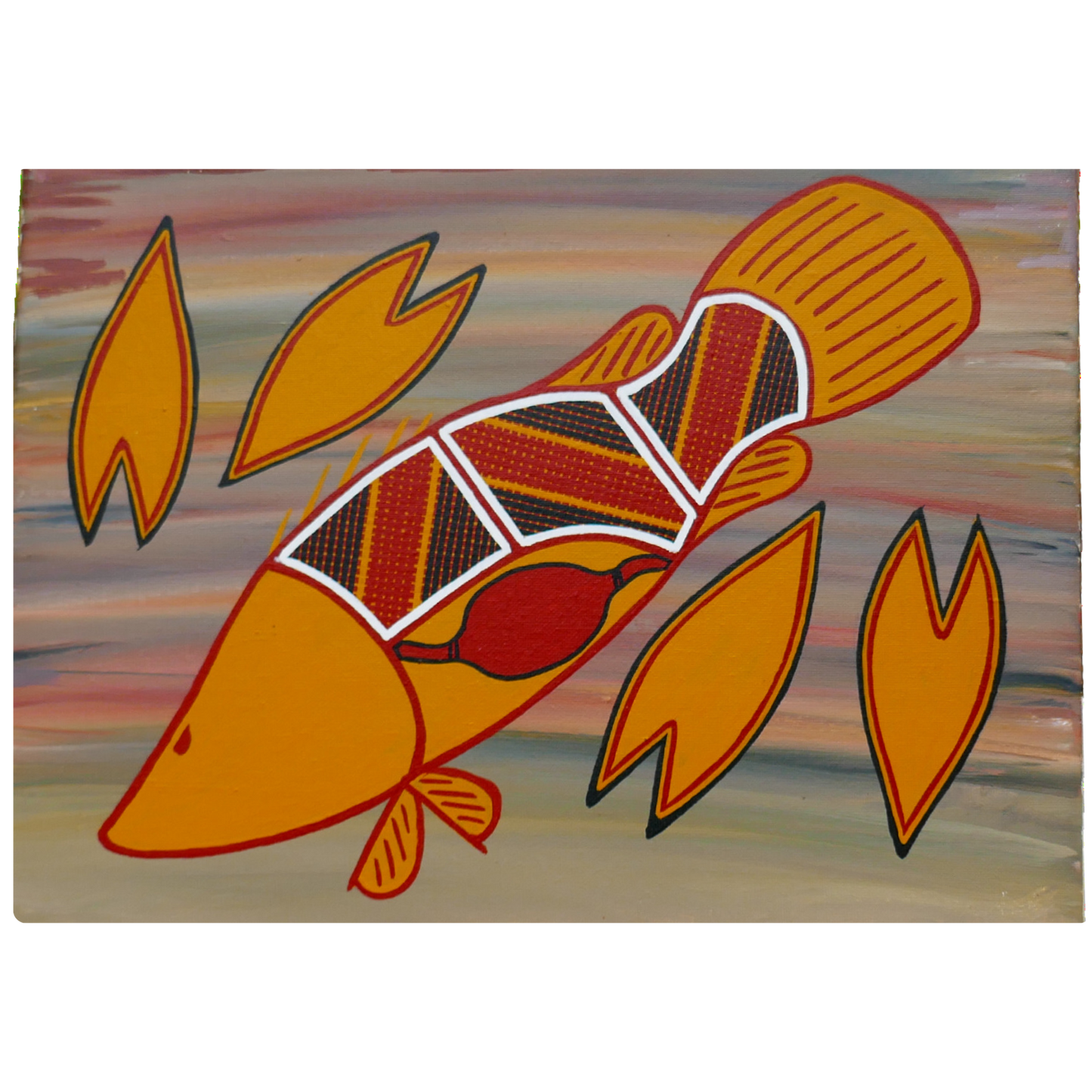 Barramundi Canvas Painting, indigenous artwork, Kakadu