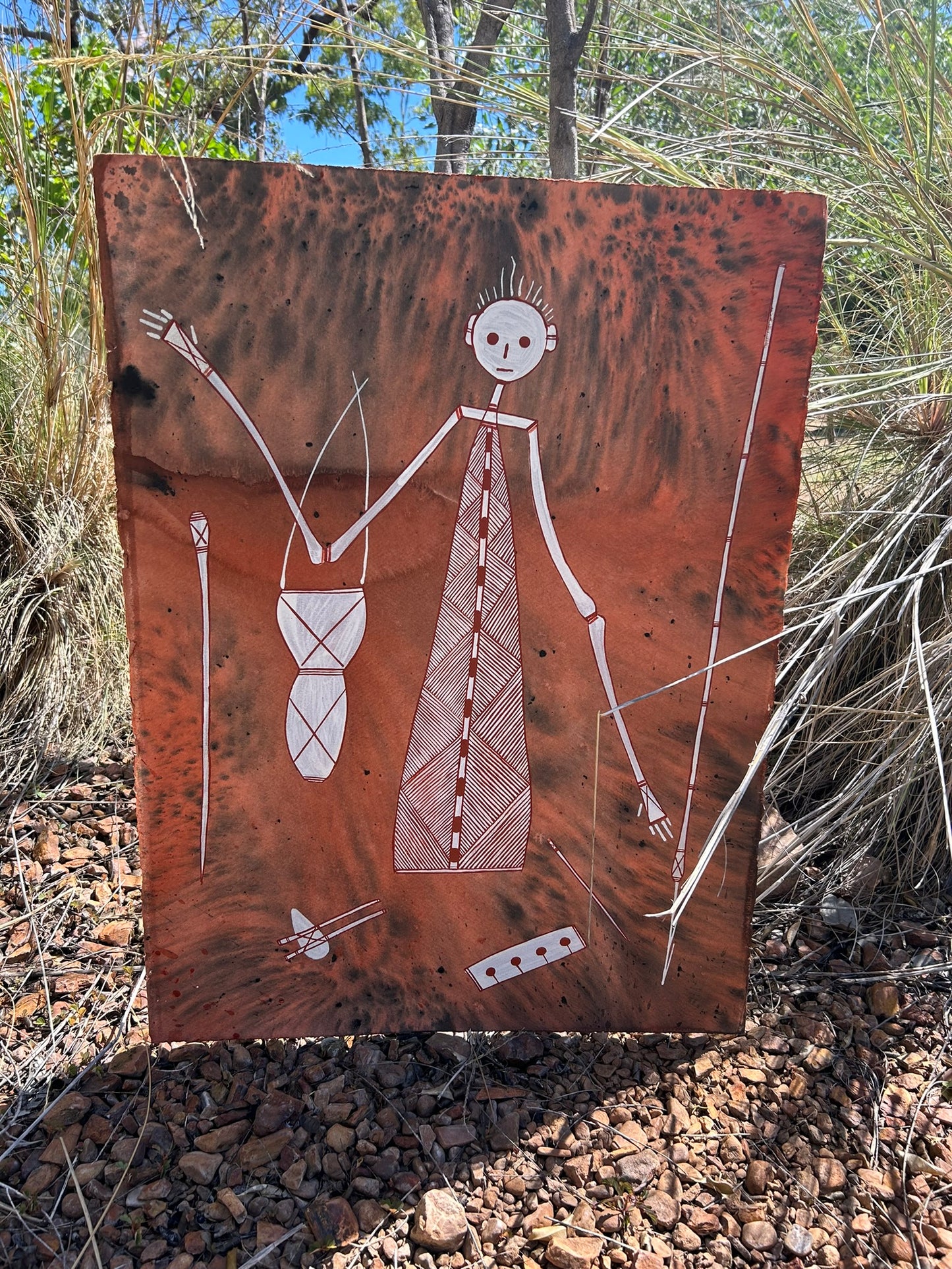 Authentic Aboriginal Artwork paper canvas, Kakadu National Park.
