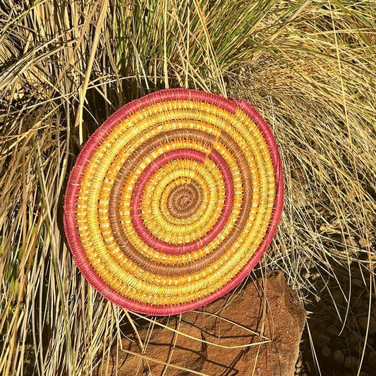 Authentic Aboriginal Pandanus Woven Mat by Daluk female artist Kakadu National Park