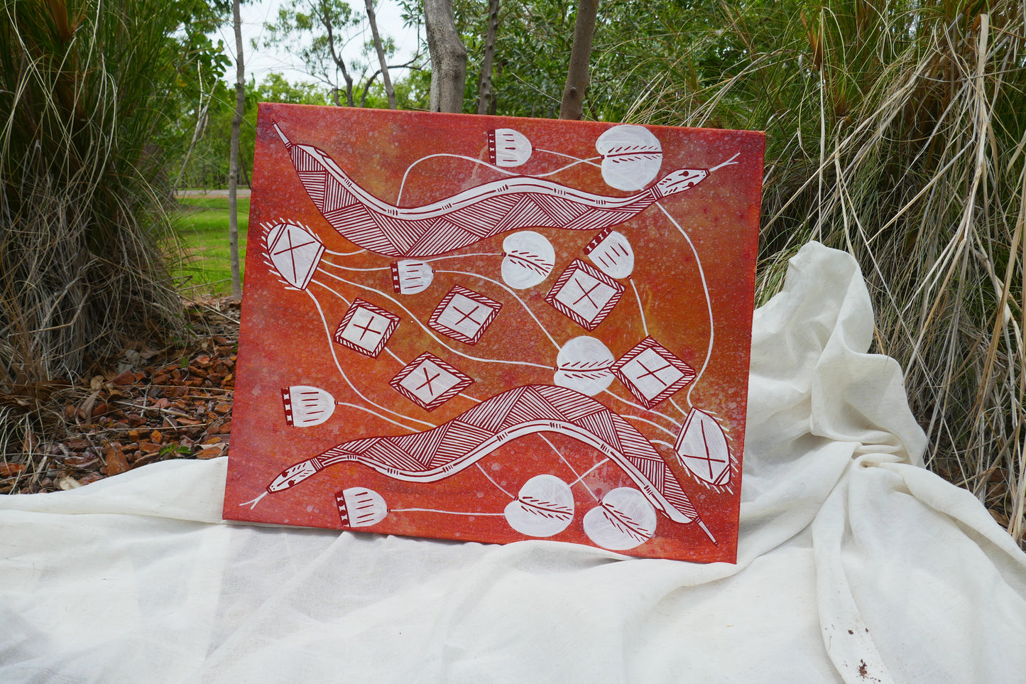 Authentic Aboriginal Artwork canvas, Kakadu National Park.