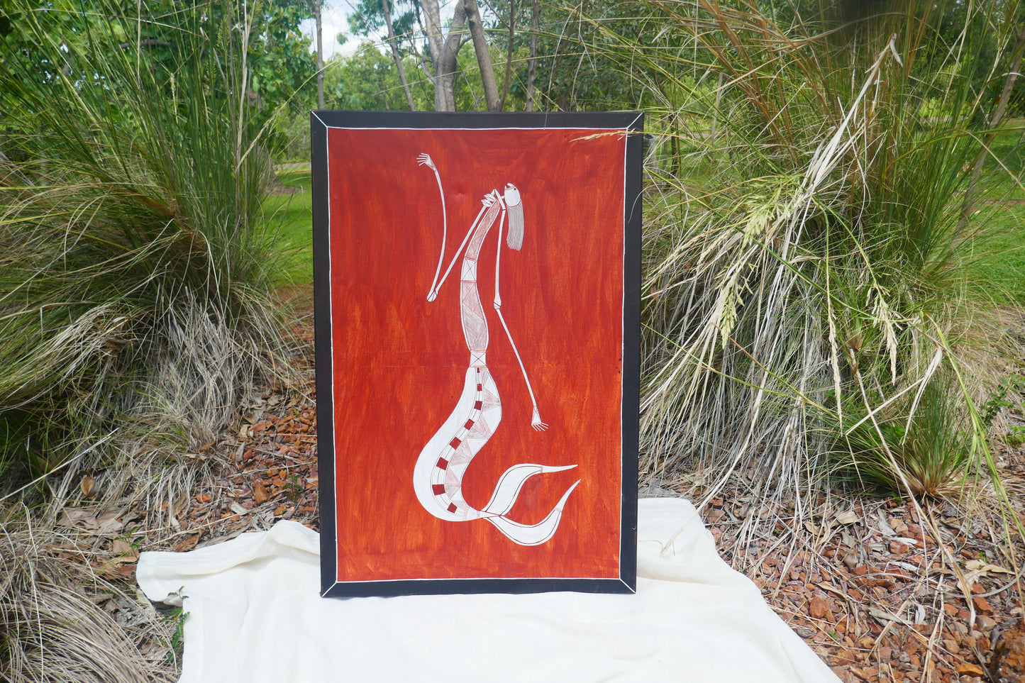 Authentic Aboriginal Artwork canvas by Ivan Namarnyilk Kakadu National Park.