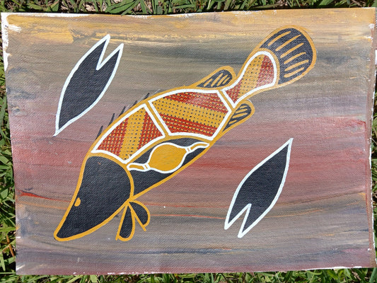 Barramundi Canvas Painting, indigenous artwork, Kakadu