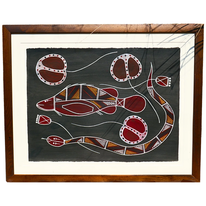 Authentic Aboriginal Framed Artwork, Kakadu National Park. 