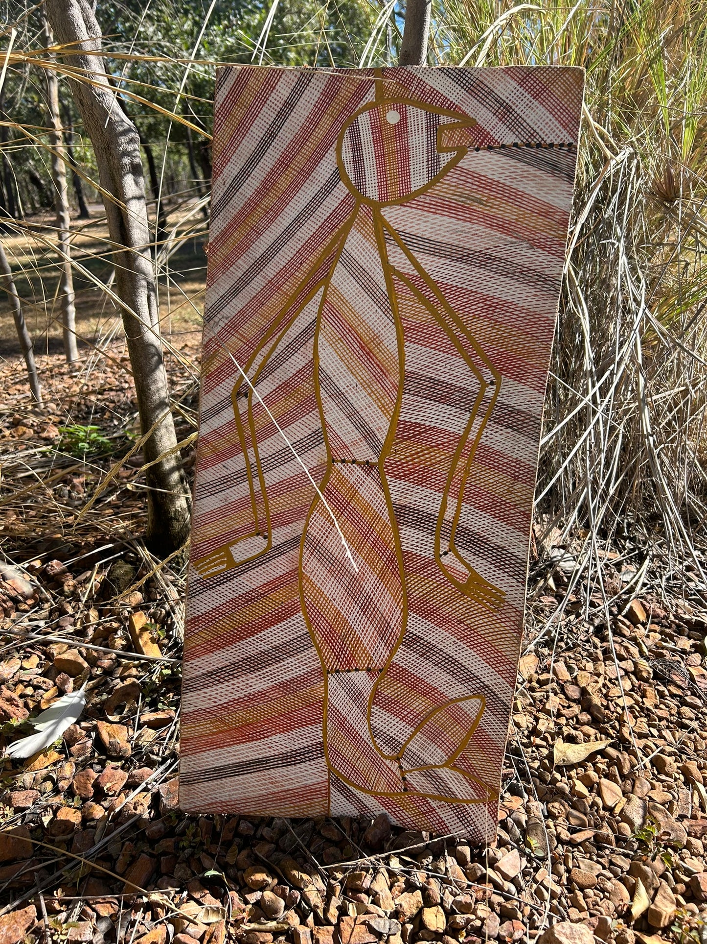 Authentic Aboriginal Bark painting by Bininj Artist of Kakadu National Park