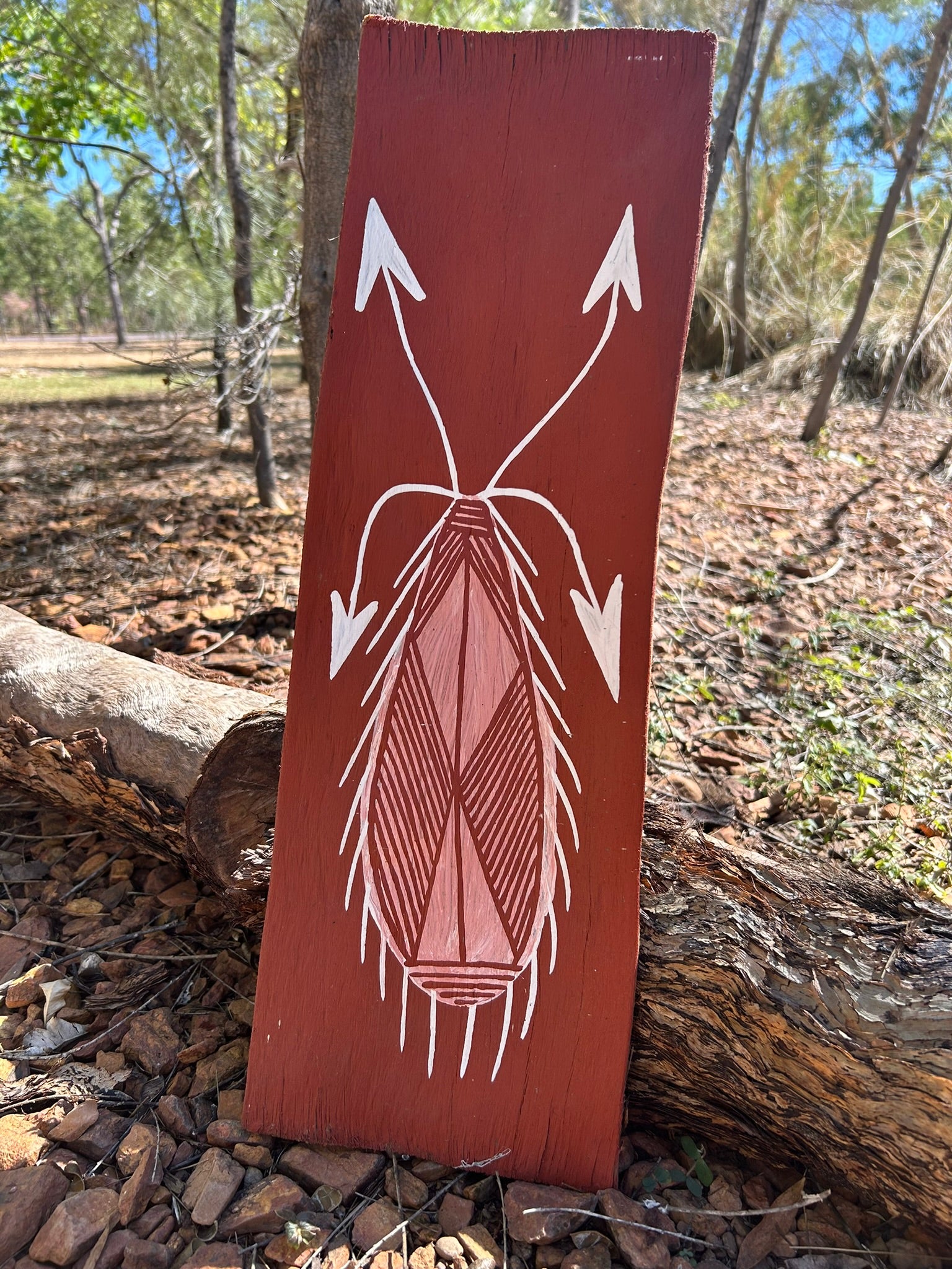 Authentic Aboriginal Bark painting by Bininj Artist of Kakadu National Park