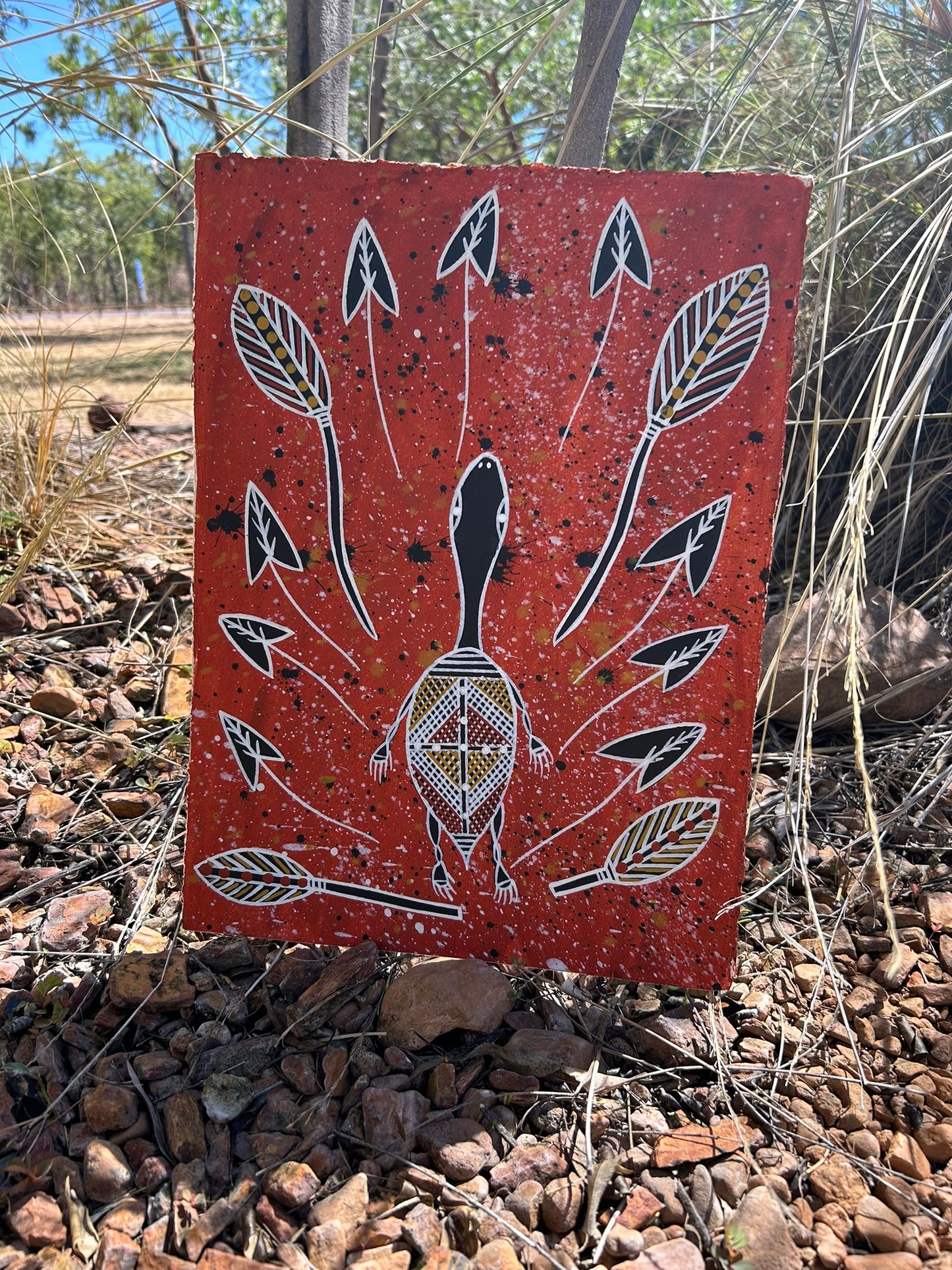 Authentic Aboriginal Artwork paper canvas, Kakadu National Park.