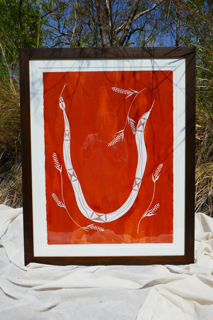 Authentic Aboriginal Artwork canvas by Ivan Namarnyilk Kakadu National Park. 