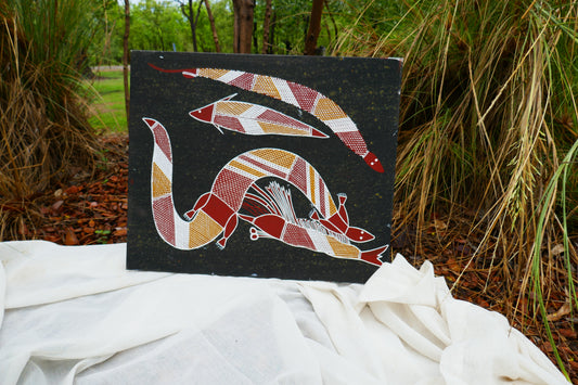 Snake, Catfish, Goanna & Prawn by Methusela