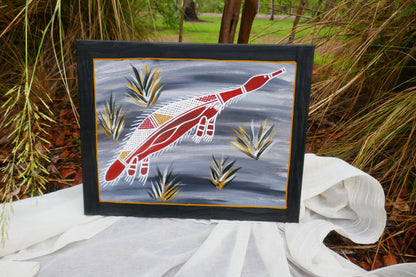 Authentic Aboriginal Artwork canvas by David Cameron, Kakadu National Park. 