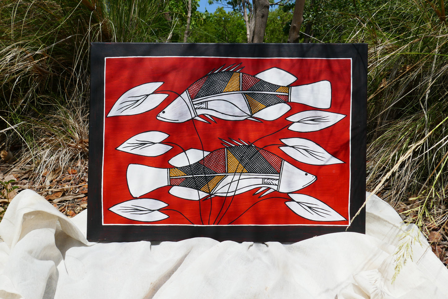 Authentic Aboriginal Artwork by Kieren Bulliwana artist of Kakadu National Park 
